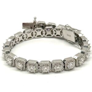 925 Silver, 11.5CTW Ice Cube Moissanite Bracelet - 8.5